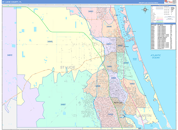 St. Lucie County, FL Zip Code Map